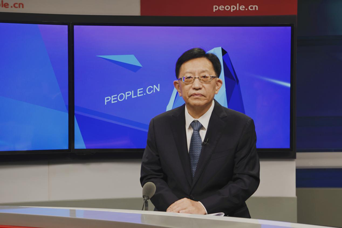 中國節(jié)能環(huán)保集團(tuán)有限公司黨委書記、董事長宋鑫做客人民網(wǎng)。人民網(wǎng)記者 王曉嘯 攝